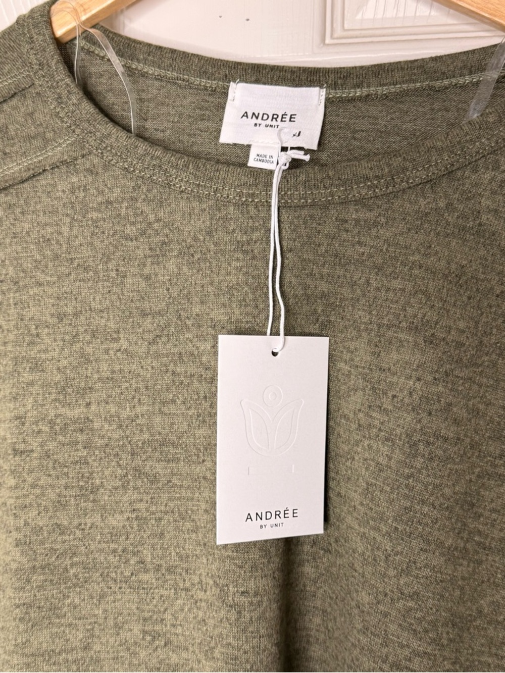 Andrée by Unit Olive Green Lightweight Knit Pullover Sweater Sz S M L XL NWT - Picture 7 of 10